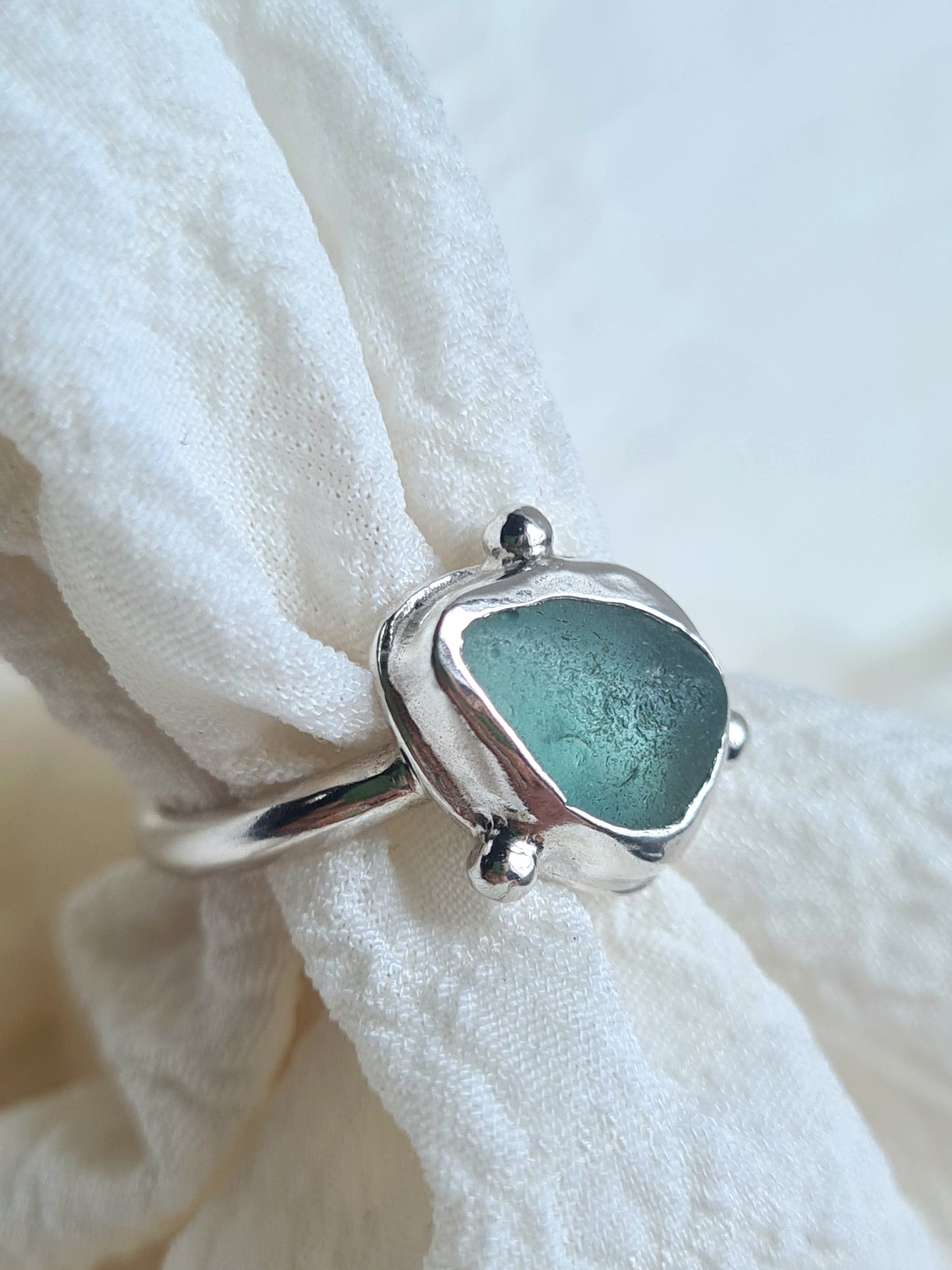 Aquamarine Embellished Silver Ring