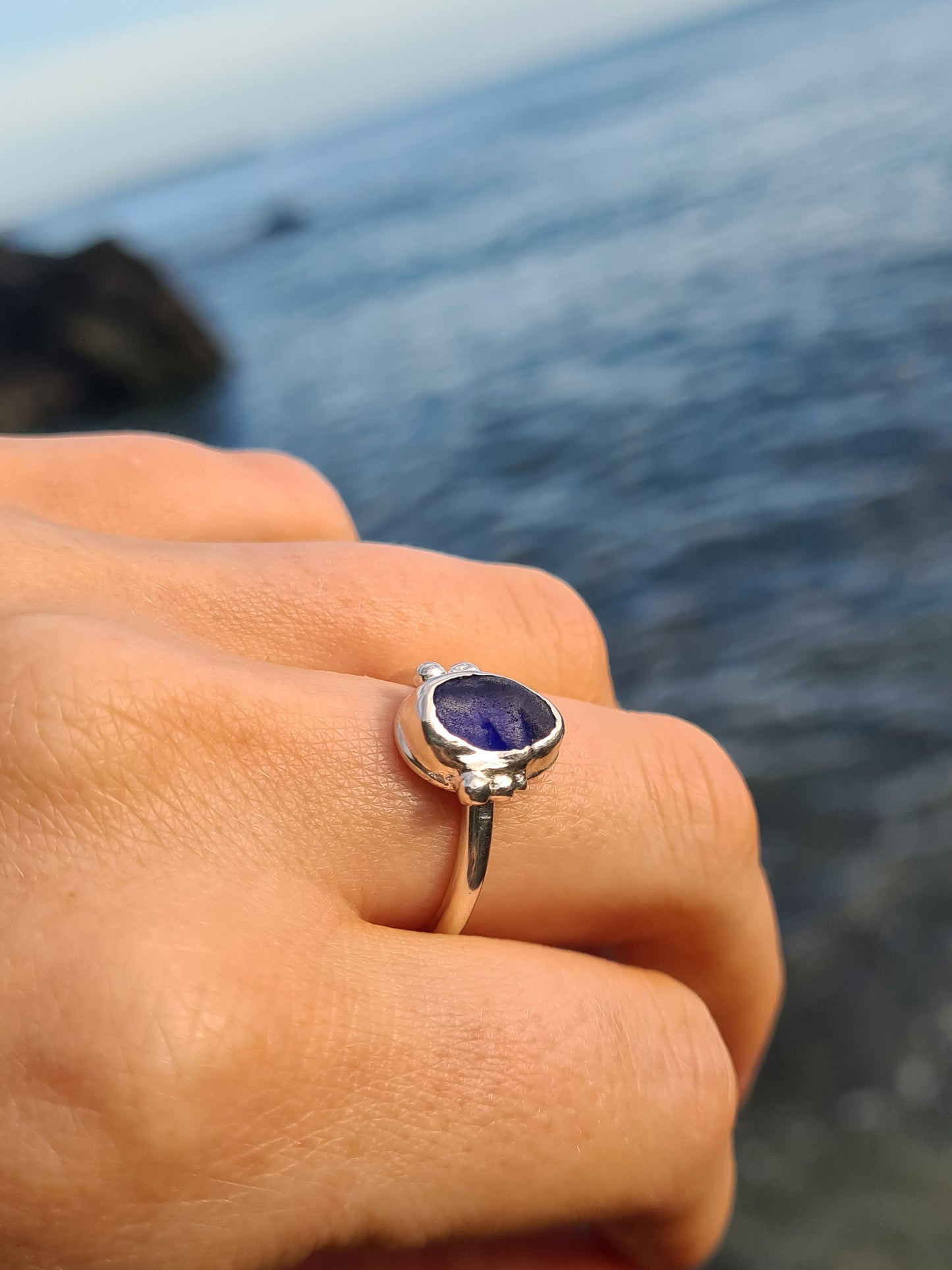Royal Blue Embellished Silver Ring