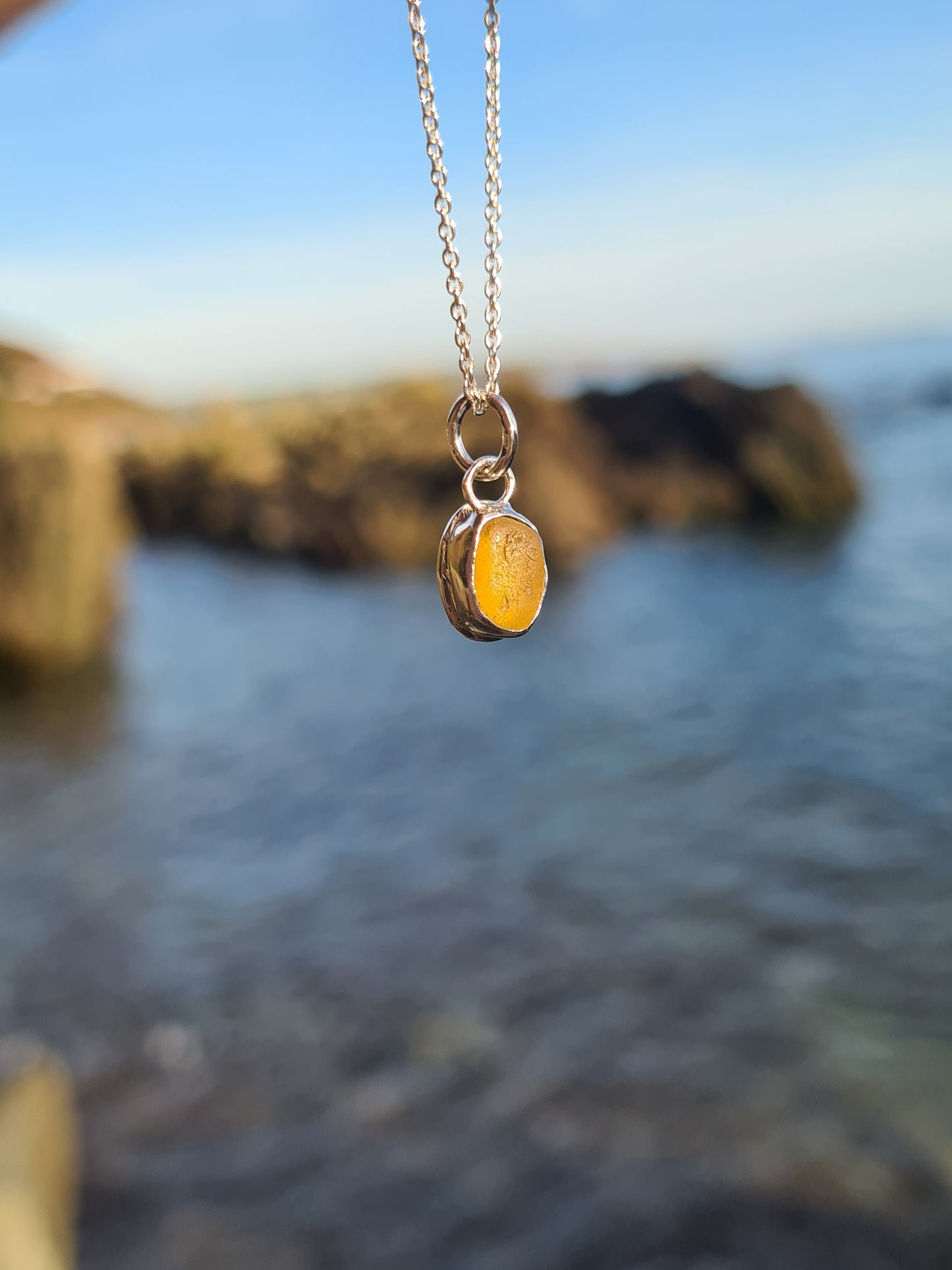 Golden Droplet Silver Pendant