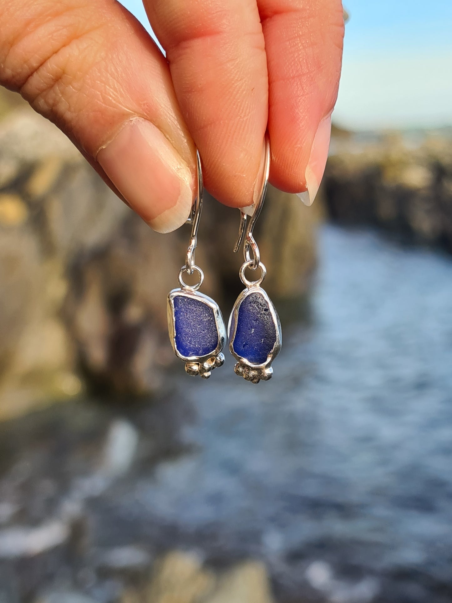 Royal Blue Embellished Earrings