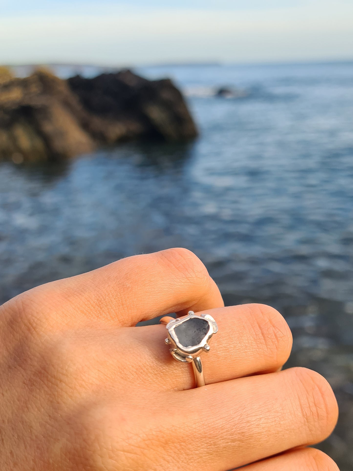 Powder Blue Organic Silver Ring