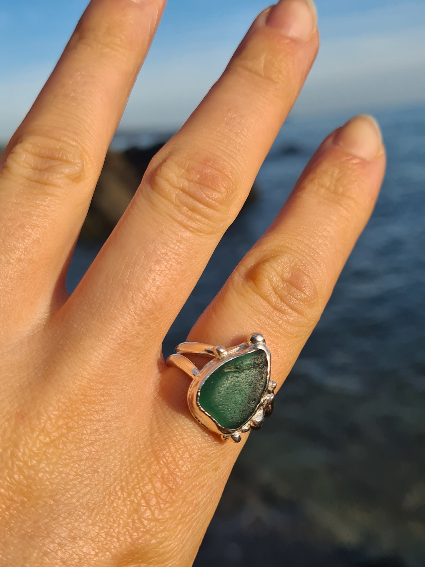 Emerald Green Embellished Silver Ring