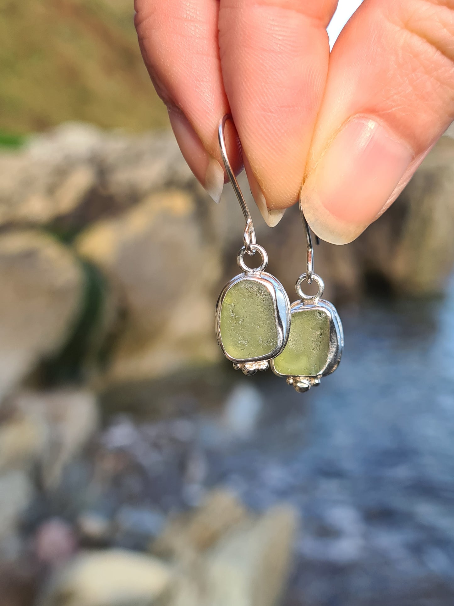Sage Green Embellished Earrings
