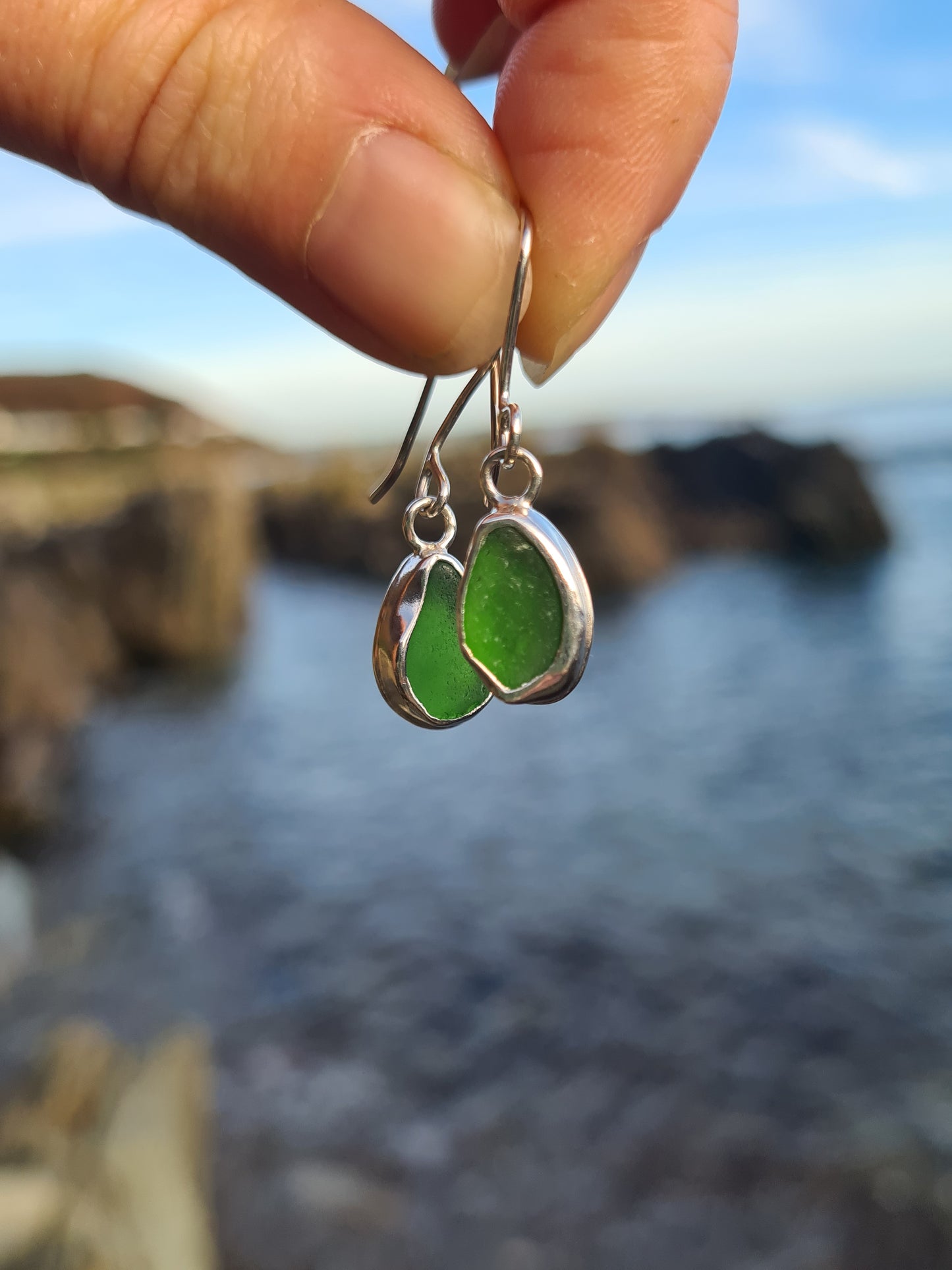 Vivid Green Droplet Earrings