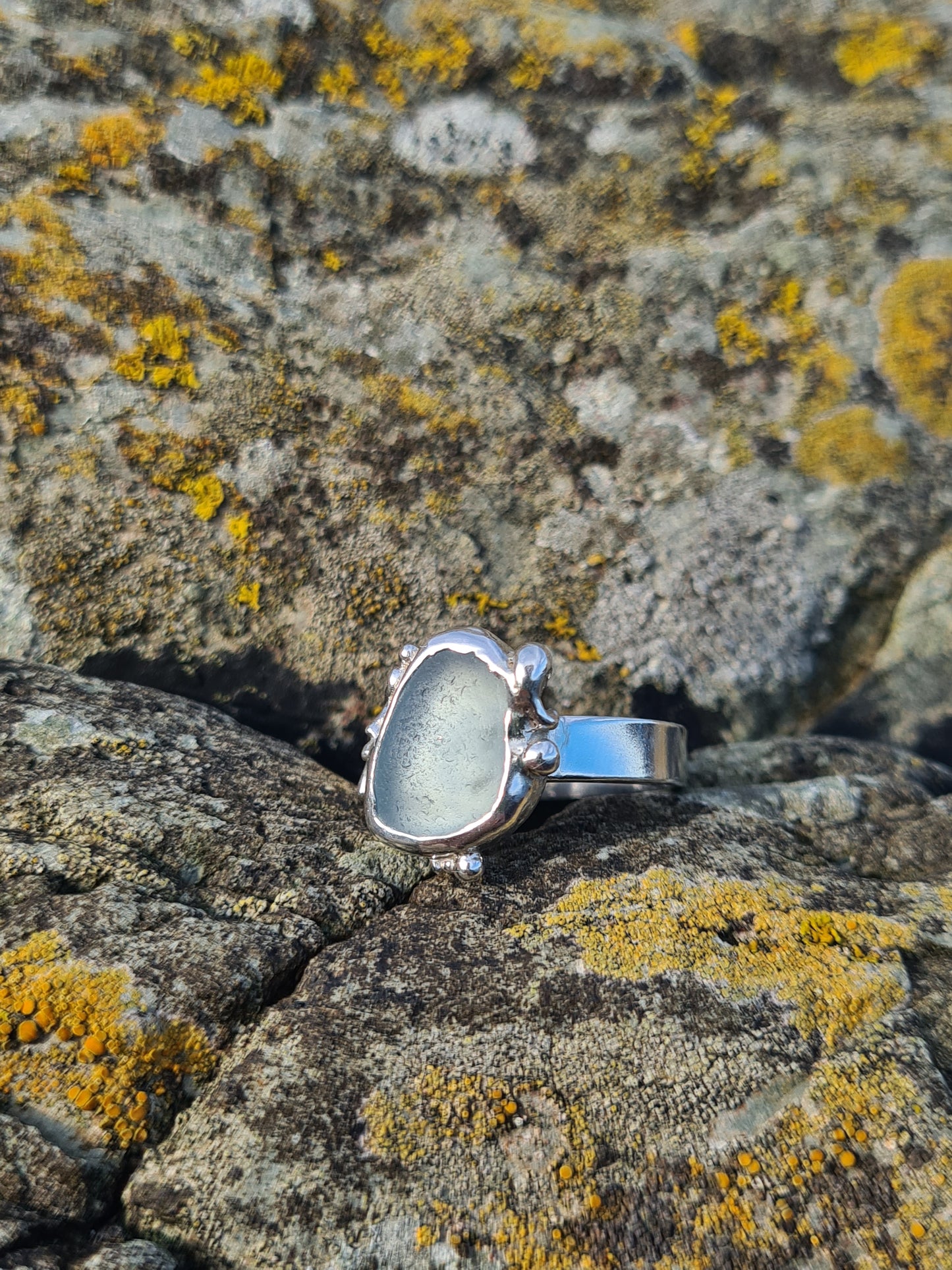 Dusky Blue Organic Silver Ring