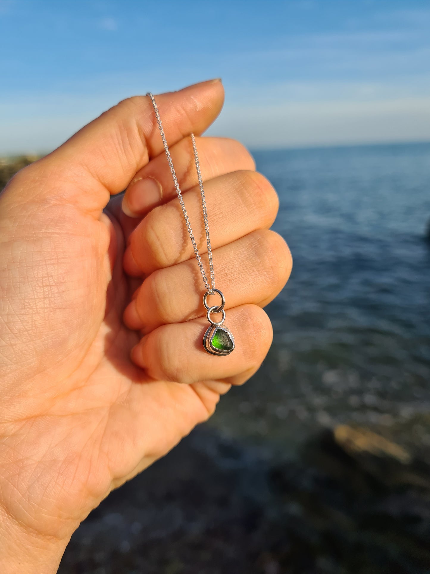 Tiny Green Droplet Necklace