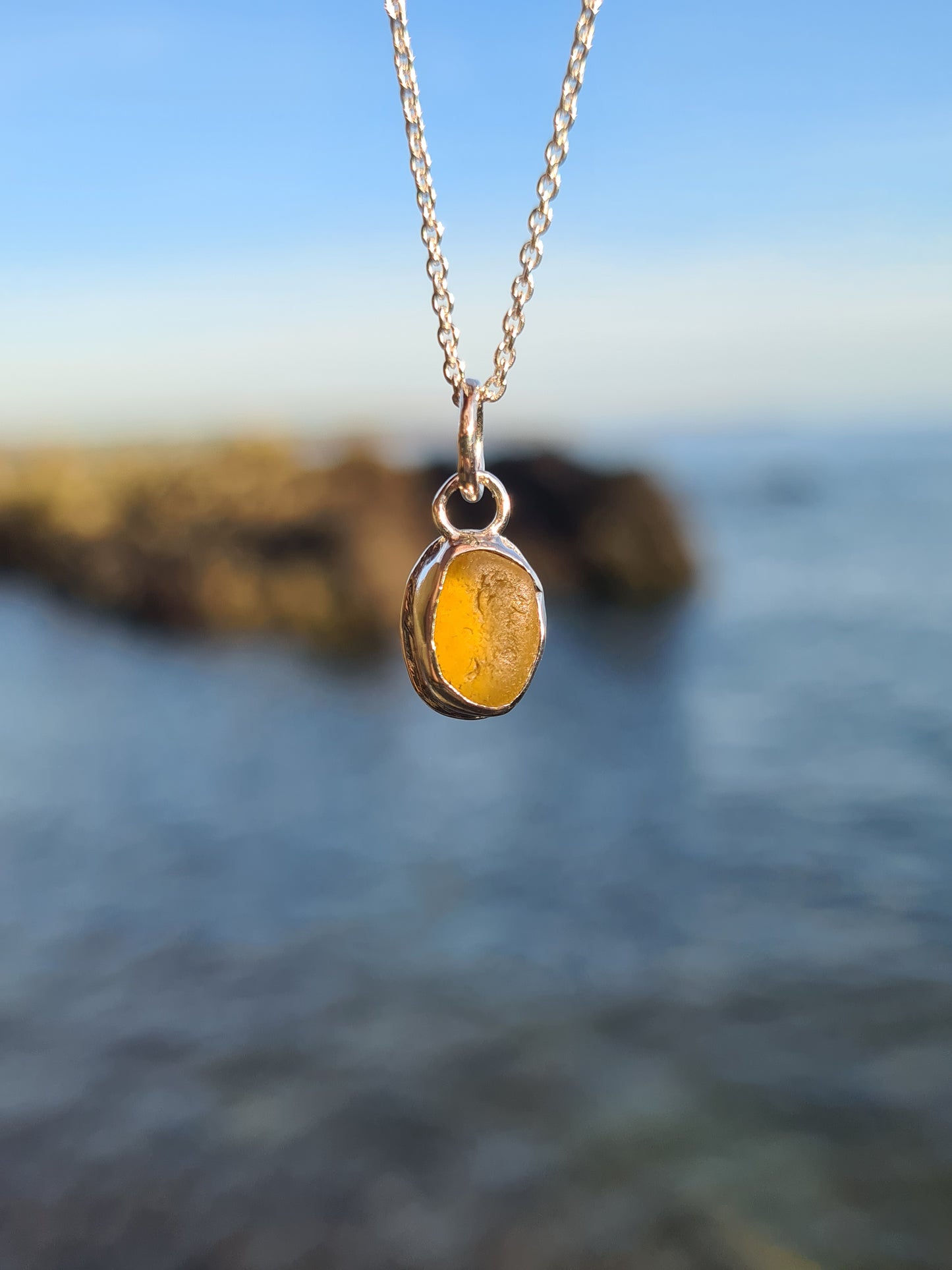 Golden Droplet Silver Pendant