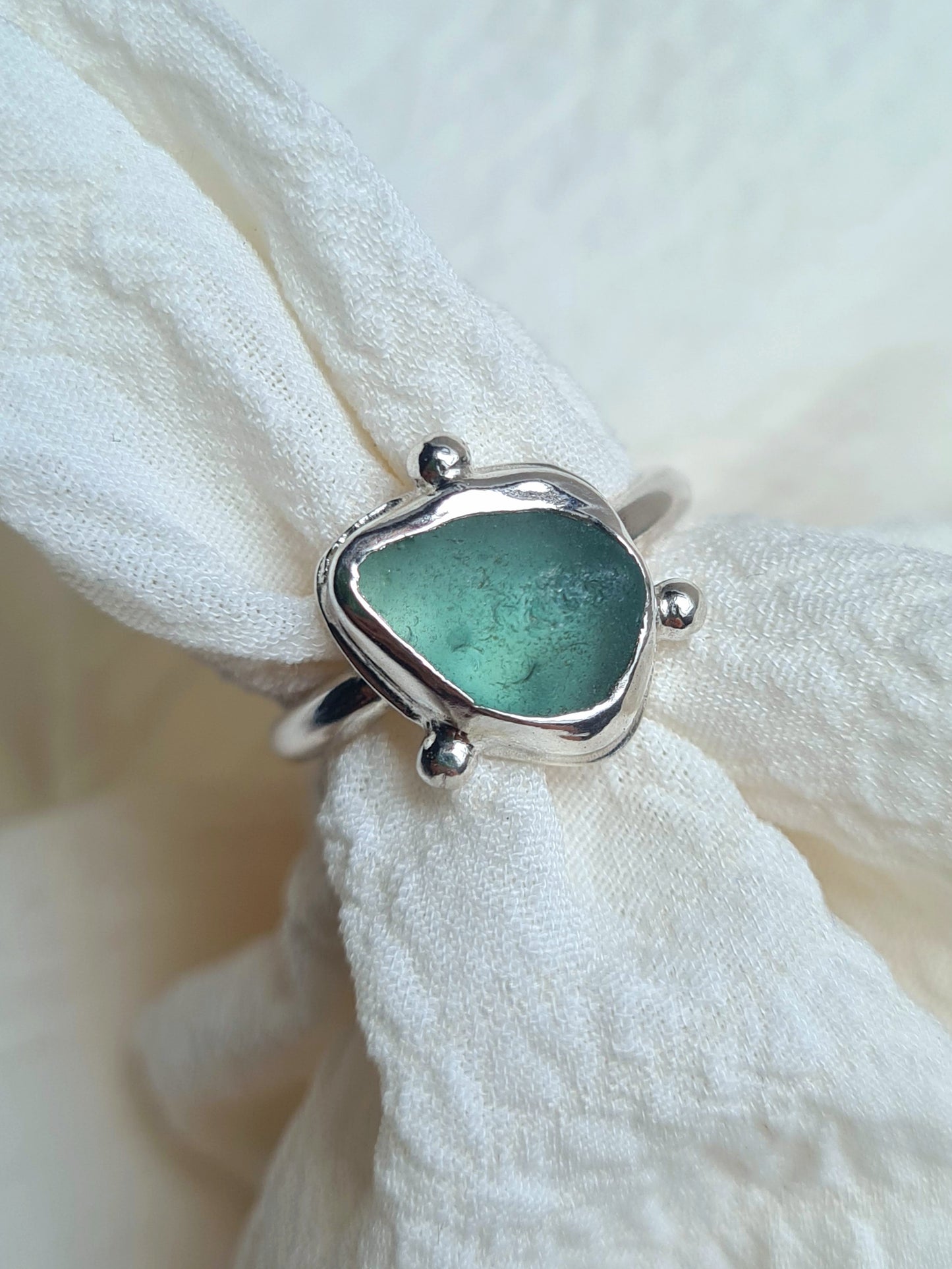 Aquamarine Embellished Silver Ring