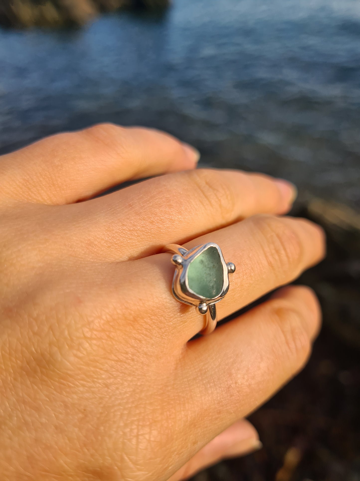 Aquamarine Embellished Silver Ring