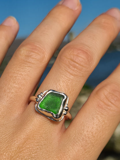 Vivid Green Embellished Ring