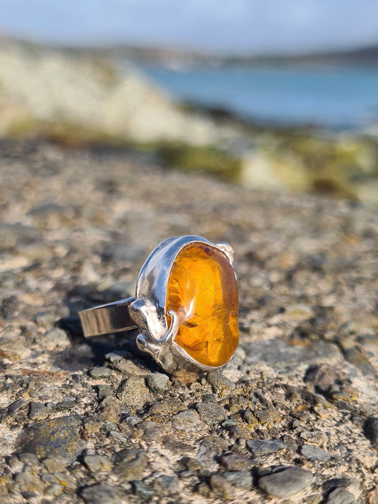 Glowing Amber Chunky Ring