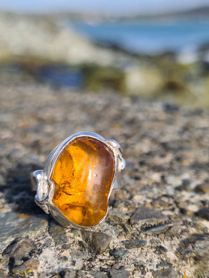 Glowing Amber Chunky Ring
