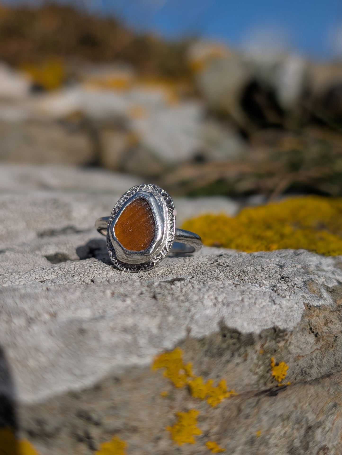 Amber Celtic Ring