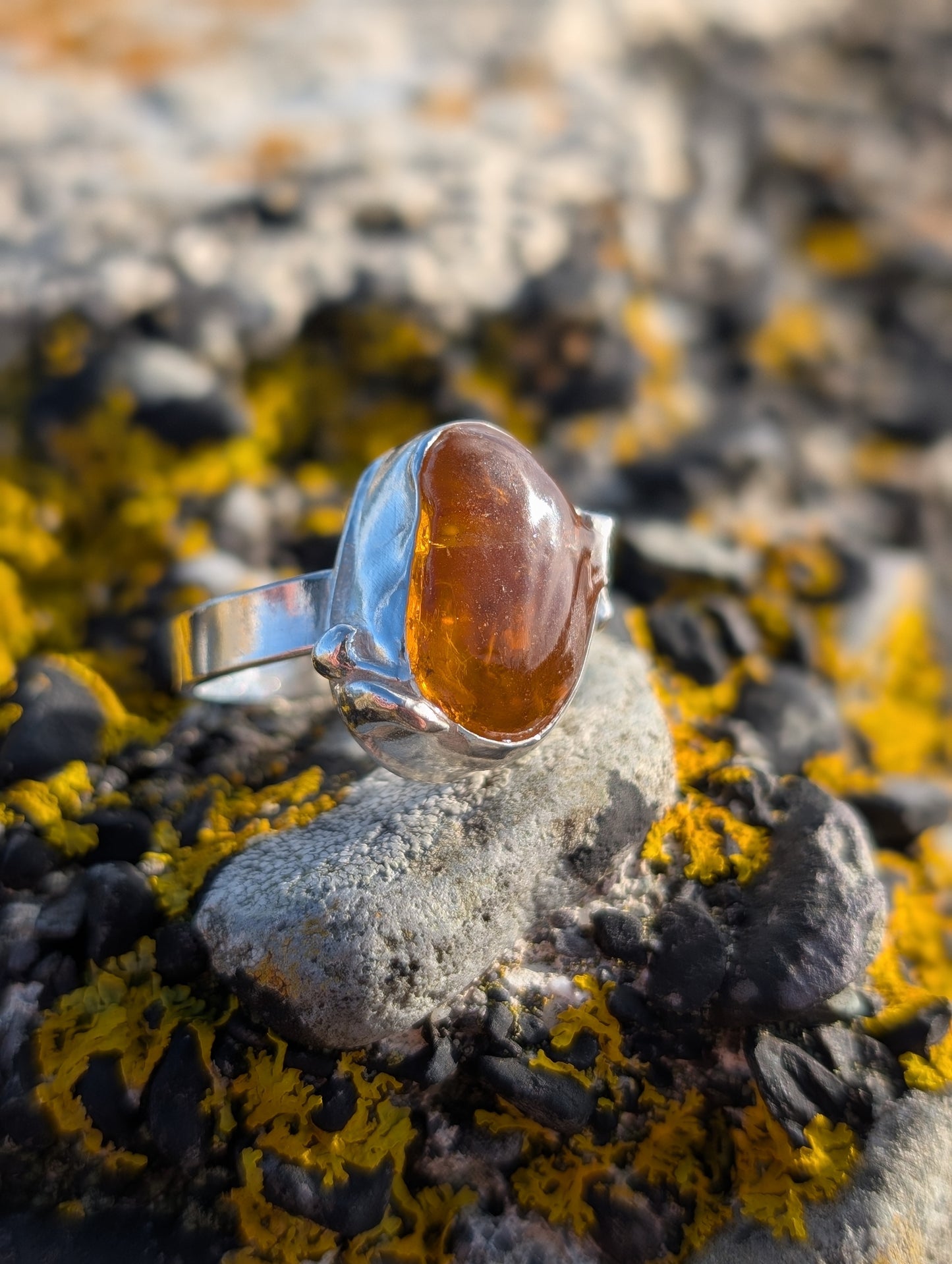 Glowing Amber Chunky Ring