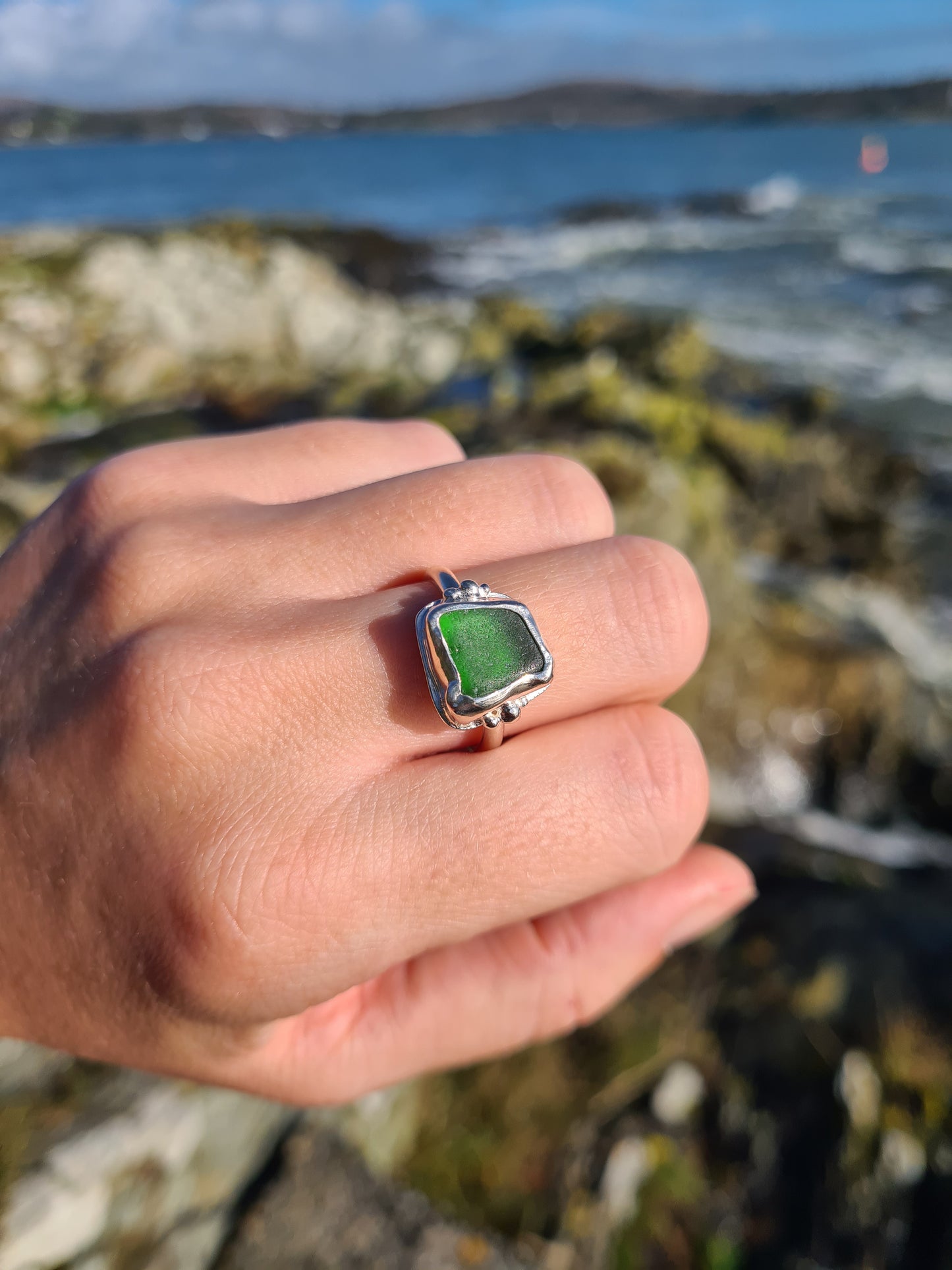 Vivid Green Embellished Ring